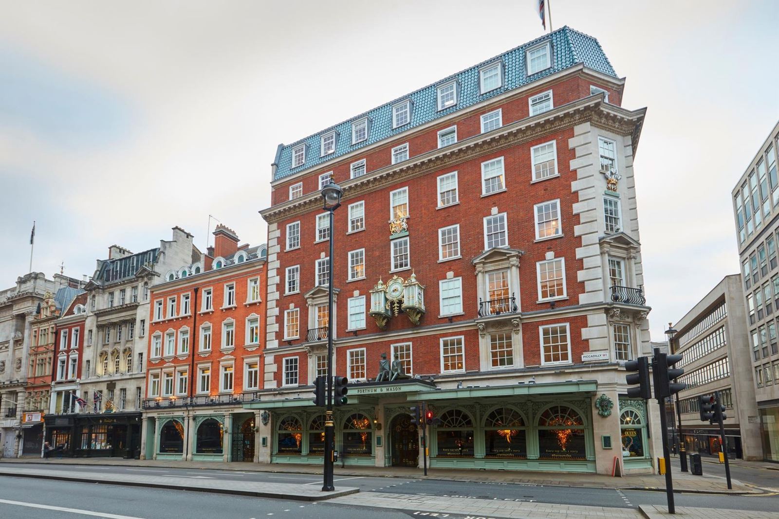 Fortnum & Mason's red-brick flagship store at 181 Piccadilly, London, home of The Fortnum's Alpine Cheese Evening with Morgan McGlynn Carr